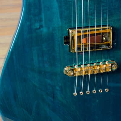 ESP USA M-II DX NT Mahogany Gold Hardware Electric Guitar - See Thru Aqua - Gold EMG 81X (Bridge) & 85X (Neck) Pickups image 4