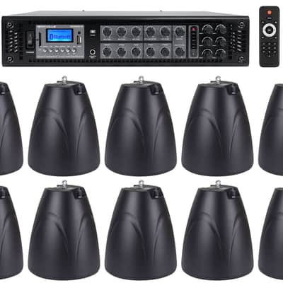 Rockville 6-Zone Amp Receiver+10) Black Pendant Speakers For Restaurant/Bar/Cafe image 19