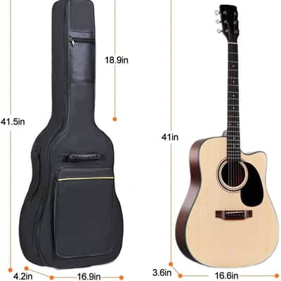 Simple 40 41 42 Inch Acoustic Folk Guitar Bag Backpack Double Straps 600D Oxford Guitar Soft Carry Case Guitar Cover (41 inch) image 2