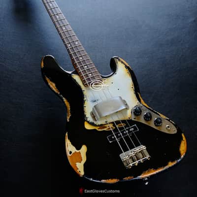 Fender Standard Jazz Bass 60s Pickups Black Aged Relic image 3