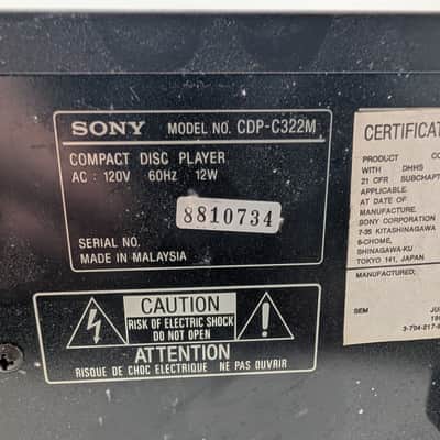 Sony CDP-C322M 5 Disc CD Changer Player Vintage HiFi Stereo Home Audio image 5