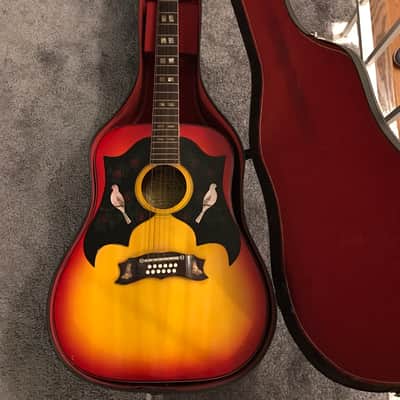 RARE lawsuit Double Dove 12 String 1960s Vintage clone of Gibson Dove Special 1960s Cherry Sunburst image 1