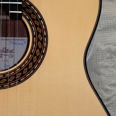Patrick Mailloux spruce double top/ elevated fretboard/arm rest/sound port image 7