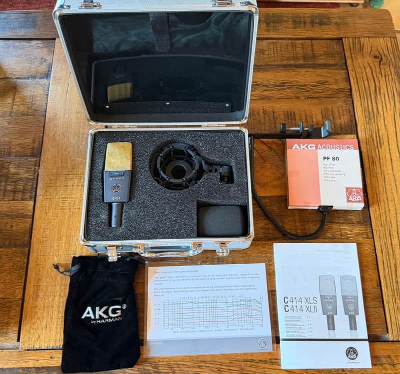 AKG C414 XLII Large Diaphragm Multipattern Condenser Microphone dark slate grey. A+++ image 1