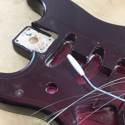 Lefty Vintage 1997-98 Fender Relic Standard Strat Body Guitar Old Wine Red Hardware image 5