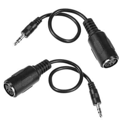 2 Pack of Type-A MIDI to 3.5mm Adapter, 14" MIDI Female to TRS 3.5mm Male Breakout Cable Audio Converter BMIDI-5-35 Type A TRS Male 5-pin DIN Cable Ultra-Small Plugs for Keyboards Synths DAWs image 1
