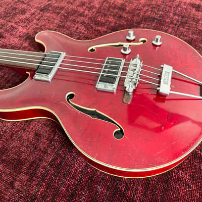 Yamaha SA-70 Short Scale Bass Guitar - Fretless - Semi Acoustic - Jumbo Hard Case - 1969 image 10