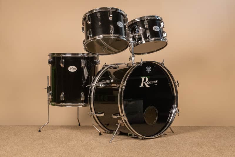 Vintage Rogers R-380 "Double Soul" Jet Black Drum Set image 1