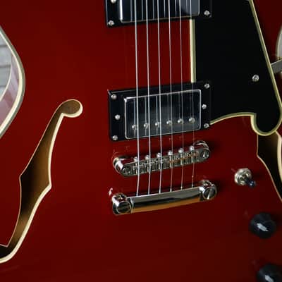 D'Angelico Premier DC Semi-Hollow Double Cutaway - Burnt Red image 5
