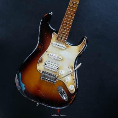 Fender Stratocaster SSH Sunburst / Pelham Blue Heavy Aged Relic by East Gloves Customs image 7