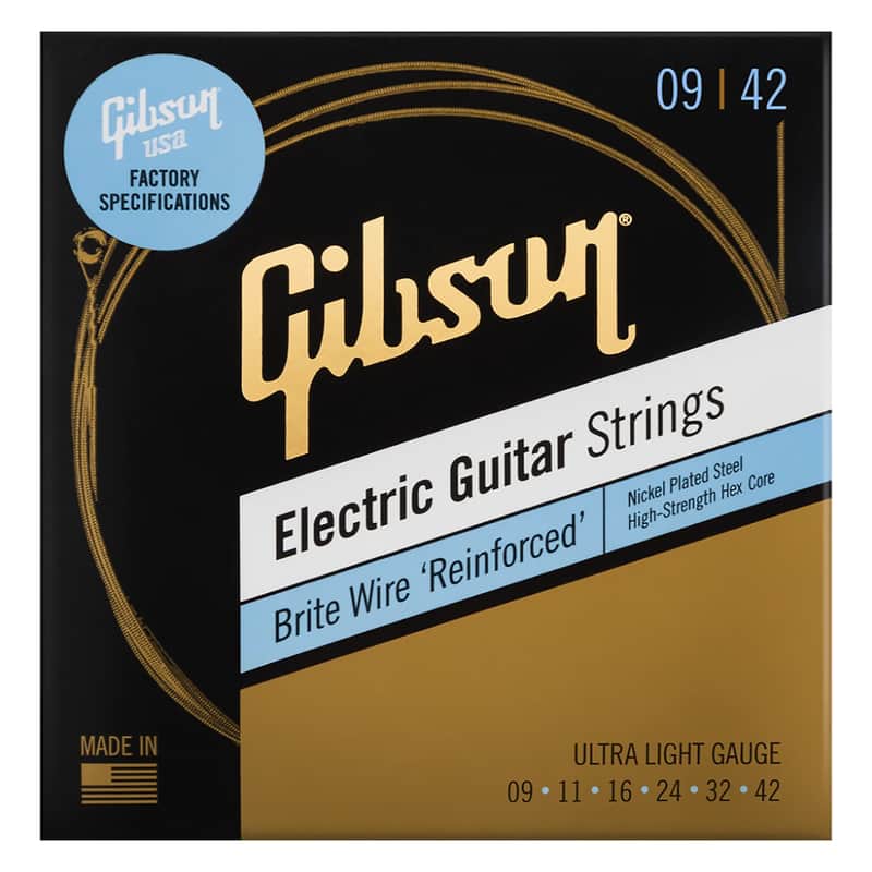 Gibson Brite Wire Reinforced Electric Guitar Strings - Ultra Light .009-.042 image 1
