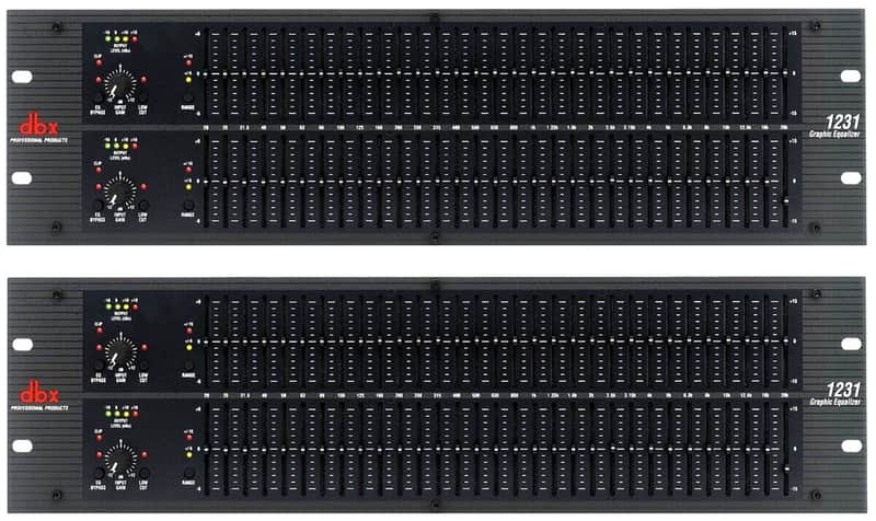 2x dbx 1231 Dual 31-band Graphic Equalizer, Switchable boost / cut ranges of ±6 or ±15 dB (MINT) image 1
