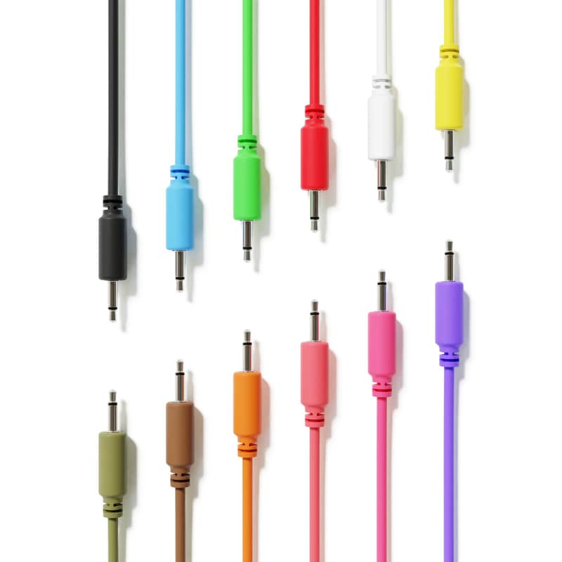 ExcelValley [12-Pack | 20 cm - 7.87"] Mono Modular Patch Cables TS 3.5mm 1/8 inch Eurorack Synthesizer image 1