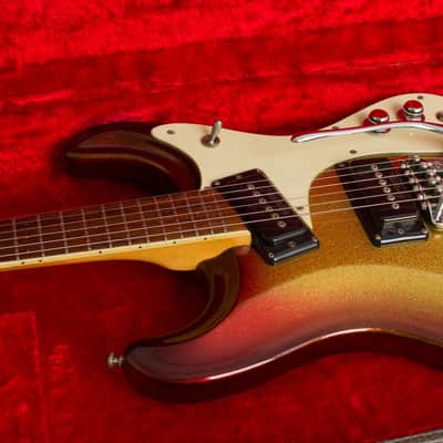 Mosrite Ventures Mark I Solid Body Electric Guitar (1965), ser. #1973, original brown alligator hard shell case. image 13