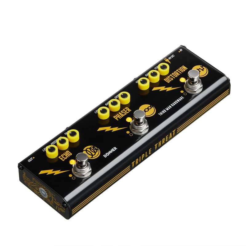New Donner Triple Threat Multi Effects Pedal Echo Phaser Distortion With Adapter image 1