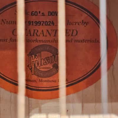 Gibson 60's Dove Natural Acoustic 1997 image 5
