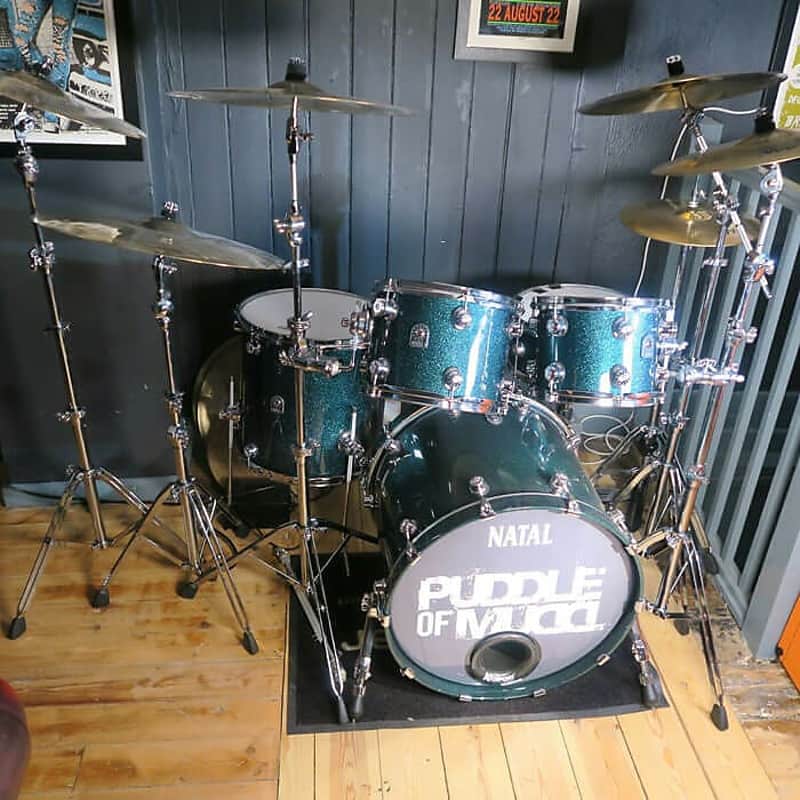 Natal Cafe Racer Poplar Green Sparkle Ex Puddle of Mudd 6 Piece Drum Kit + Hardware image 1