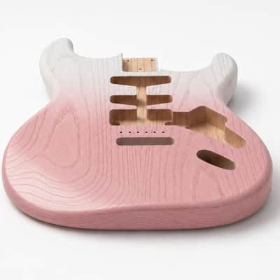 Stratocaster Guitar Body, white pink Stained Ash Body, Right & Left Handed, HHH HSS SSS Pickup Routing, Custom Strat Replacement Body image 5