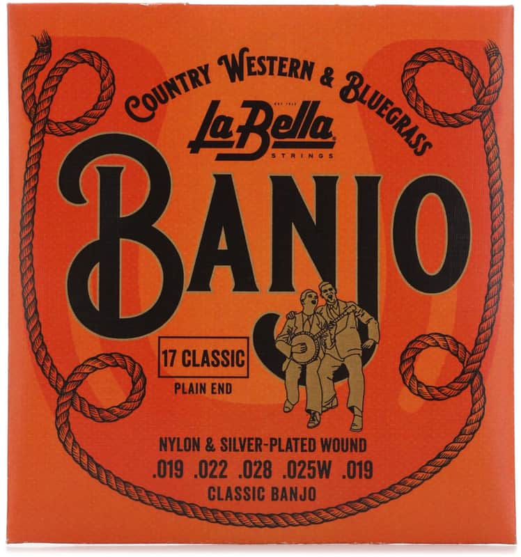 La Bella 17 Classical Nylon & Silver-plated Banjo Strings - .019-.028 5-string (2-pack) Bundle image 1