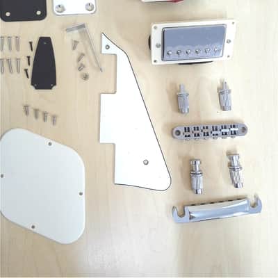 E238DIYPBDIY Solid Body Electric Guitar DIY Kit, No-Soldering, Flame Maple Veneer image 5