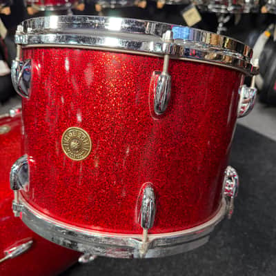 Vintage 60's Gretsch Round Badge 3-Piece 13/16/20 Drum Kit Set in Red Sparkle with Cases (Rm4) image 11