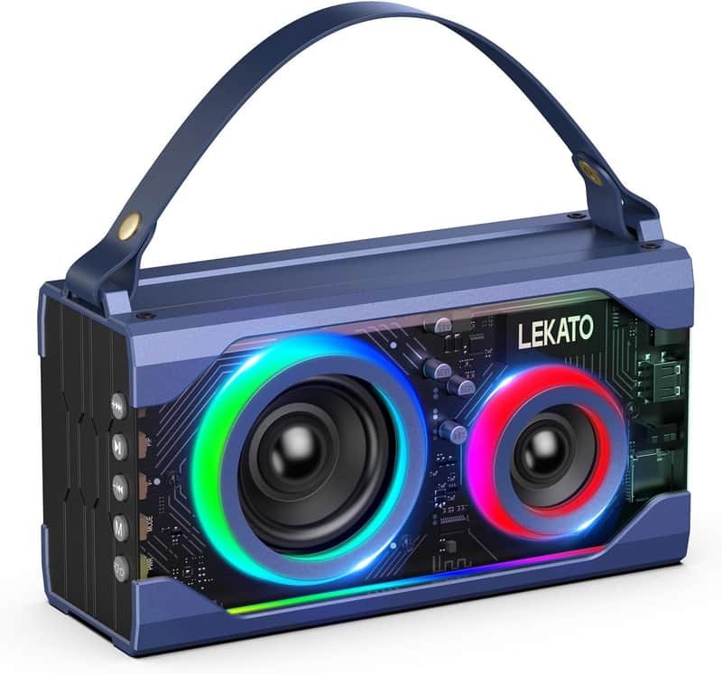 LEKATO Bluetooth Speaker, Portable Transparent Wireless Speakers with Bass, Shower Speaker Mixed RGB Light, 25W HD Stereo Sound, 12H+ Playtime, Waterproof Party Speaker Gifts for Travel Outdoor Beach image 1
