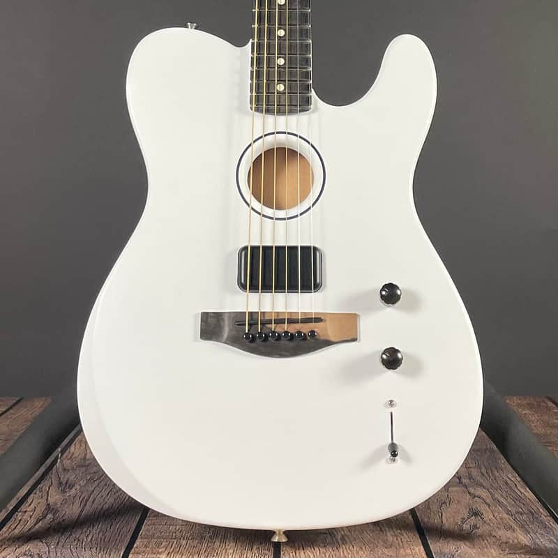 Fender Limited FINNEAS American Acoustasonic Telecaster - Satin Arctic White image 1