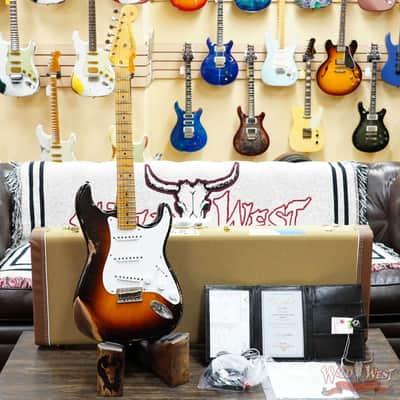 Fender Custom Shop Limited Edition 70th Anniversary 1954 Stratocaster Hardtail Heavy Relic Wide Fade 2 Tone Sunburst 6.90 LBS image 6