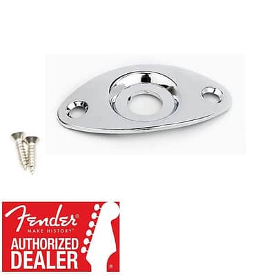 005-0100-049 Fender Football Shape Curved Recessed Jack Ferrule Plate Chrome