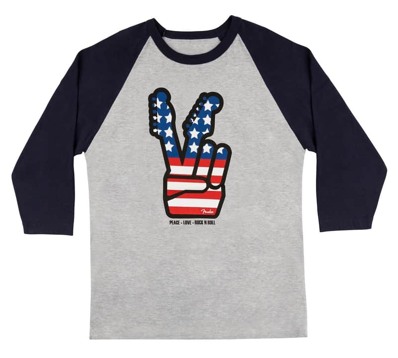 Fender Guitars Peace Sign Graphic Raglan Shirt, Size Medium #9147419406 image 1