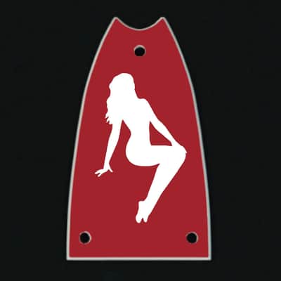 GUITAR TRUSS ROD COVER - Custom Engraved - Fits EPIPHONE SCOOP EPI - PIN-UP GIRL Pinup Mudflap - RED