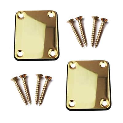 Guitar Neck Plate with Mounting Screws Metal Neckplate for Strat Tele Style Electric Guitar Replacement Gold image 1