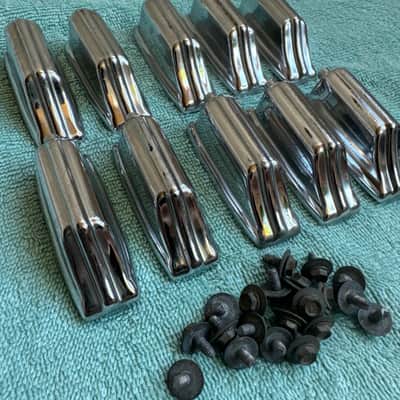 Rogers Lot of 10 Beavertail Vintage Bass Drum Lugs + Screws Springs - Lot 1 70s - Chrome image 2