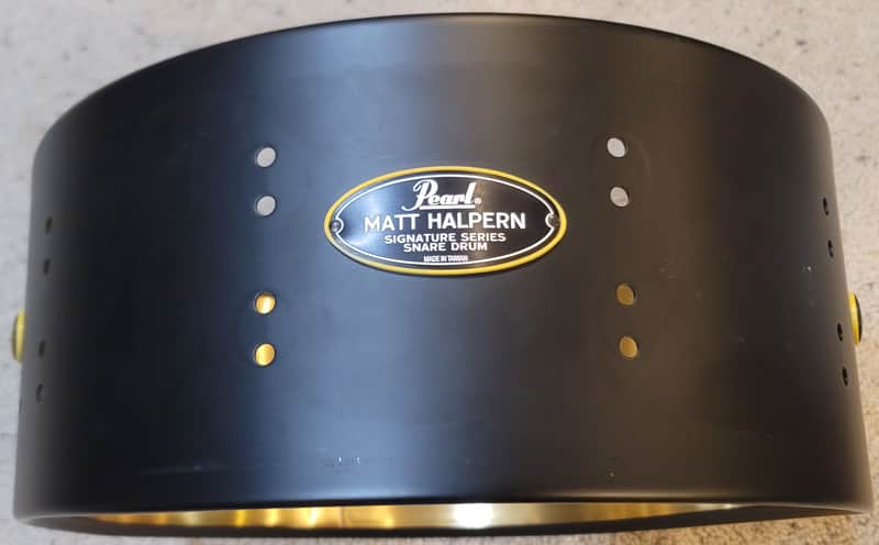 Pearl Matt Halpern MH1460/B 14x6 1.5mm Brass Snare Drum SHELL ONLY Black image 1