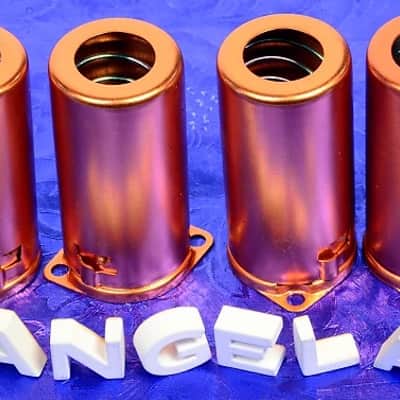 Four 9 Pin Copper Red Aluminum Medium J-Slot/Bayonet Spring Loaded Tube Shield For 12AX7, 12AT7, #9G55RC image 1