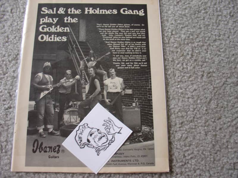 Ibanez Vintage Advertisement for Ibanez Guitars featuring Sal&the Holmes Gang  1980's image 1