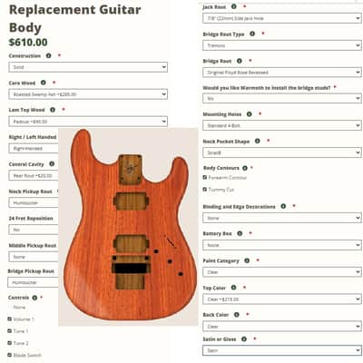 Hot rod, custom stratocaster style guitar, figured padauk/roasted ash, SD SLUG pickups image 5