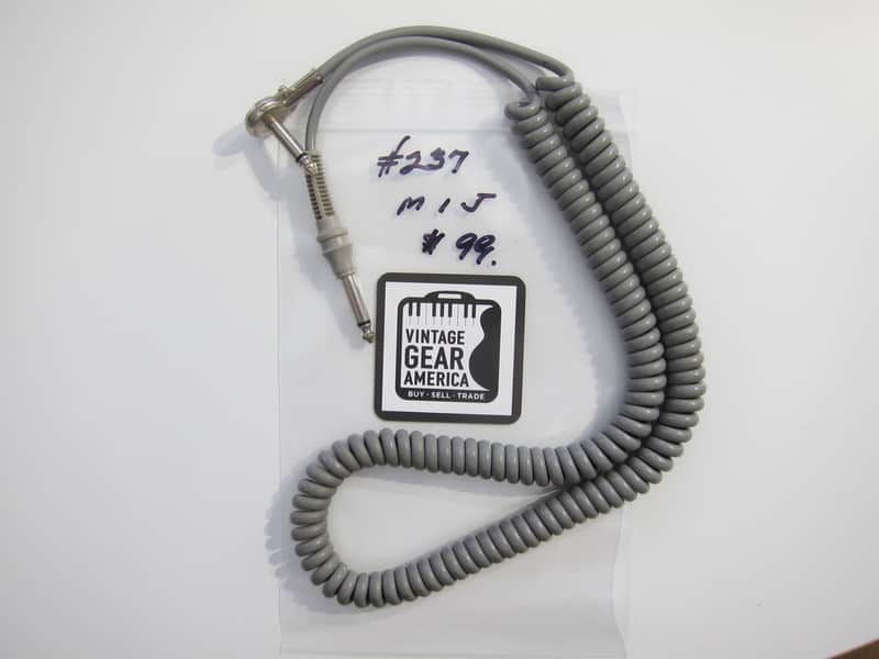 Teisco Del Rey Curly or Coil Cord Guitar Cable MIJ Authentic Vintage Accessory Case Candy Circa-1960s-1970s-Grey image 1