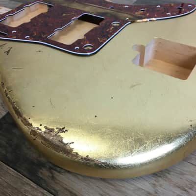 Made to Order - FRANCHIN Neptune guitar body Relic Aged METALLIC LEAF (Gold/Silver/Copper) Basswood Poplar Offset Jazzmaster Style Made in Italy image 8