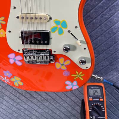 Schecter Nick Johnston "Thumper" FretWerx In-USA Setup and Fret Polish 2020's HSS - Orange w/ Custom Vinyl Flowers image 19