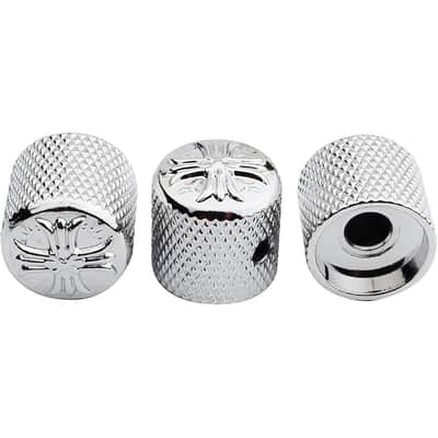 Guitar Bass Potentiometer Control Knobs with 6mm Dia. Shaft Pots - 3PCS Zinc Alloy Cross Style Top Dome Speed Tone Volume Knob Replacement for Electric Guitar or Precision Bass - Chrome image 2