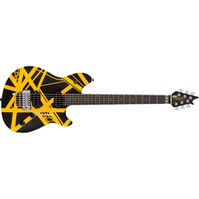 EVH Wolfgang Special Striped Series Guitar w/ Ebony Fingerboard and Gig Bag - Black and Yellow image 3