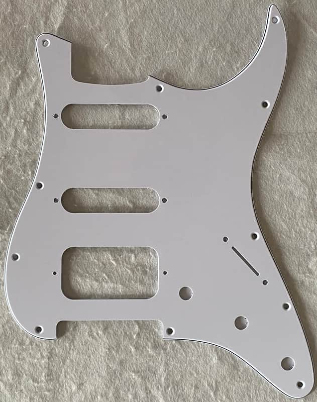 Custom Guitar Pickguard For Fender 11 Sctew Stratocaster HSS, 3 Ply White image 1