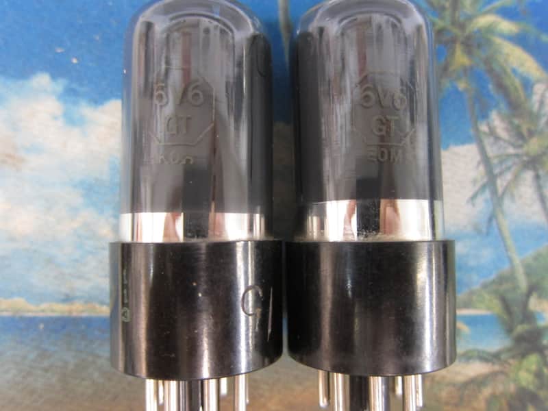 Pr Vintage Sylvania 6V6GT Power Tubes, Dark Glass, 1950s, Ex Sound, Sweet, Musical, USA, Test Strong image 1