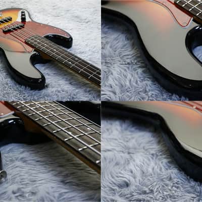 Left Handed Fender Japan '62 reissue JAZZ BASS JB62-LH ALDER body 3Tone Sunburst image 17