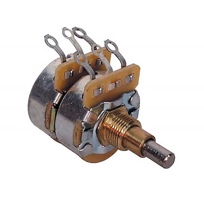 Fender 001-9268-000 62 Jazz Bass 250K/500K Audio Taper Concentric DPDT Solid-Shaft Push / Push Volume / Tone Potentiometer image 1