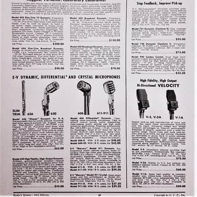 Vintage 1950's Electro-Voice 654 Slim Omnidirectional Dynamic Microphone Dual Z w mic sleeve Dick Clark 636 654A 655C image 2