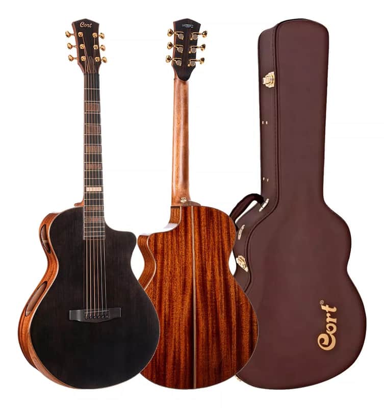 Cort MODERNBLACK Modern Concert Body Venetian Cutaway Solid European Sitka Spruce Top Walnut Reinforced Mahogany Neck 6-String Acoustic-Electric Guitar w/Hard Case image 1