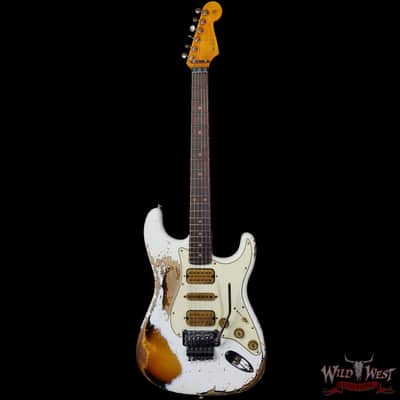 Fender Custom Shop Wild West White Lightning Stratocaster Floyd Rose HSH Rosewood Fingerboard 22 Frets Heavy Relic 2 Tone Sunburst 8.05 lbs image 3