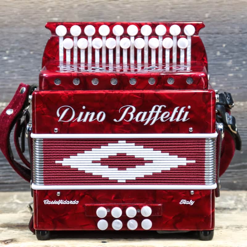 Dino Baffetti Art. 84 - 8 Series Bass 19-Key A/D Red Diatonic Accordion w/Case image 1